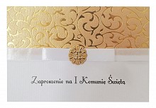 zaproszenia komunijne        ZPK52 ornament złoty